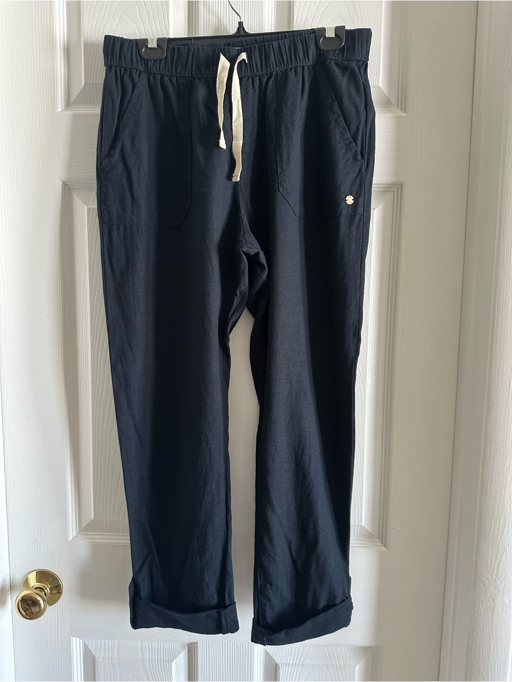 Women’s Roxy Black Linen Drawstring Casual Pants